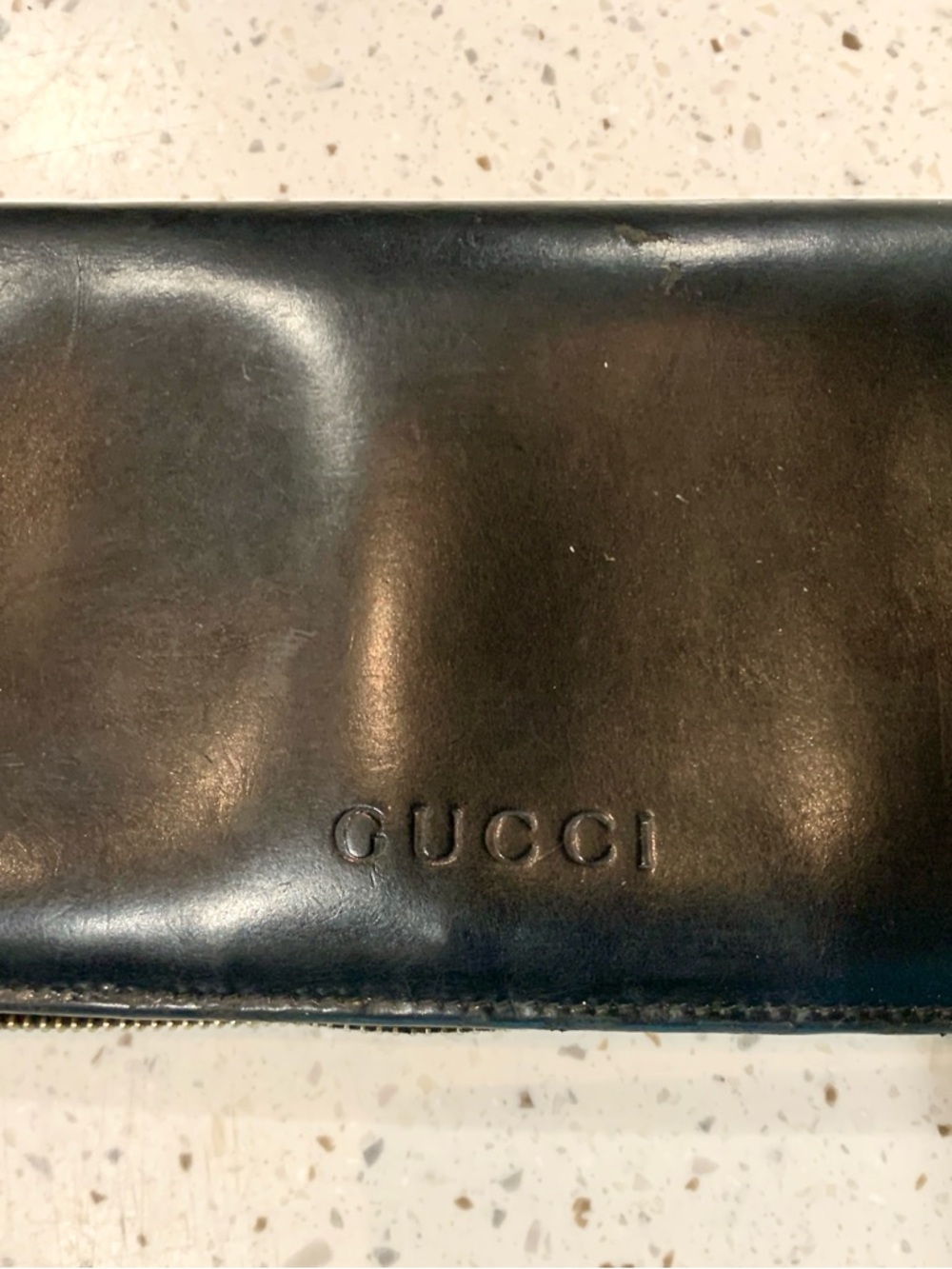 Vintage Gucci Black Patent Leather Zip Wallet